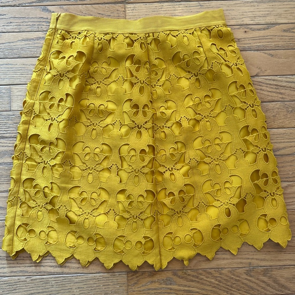 LOFT Mustard Lace Skirt